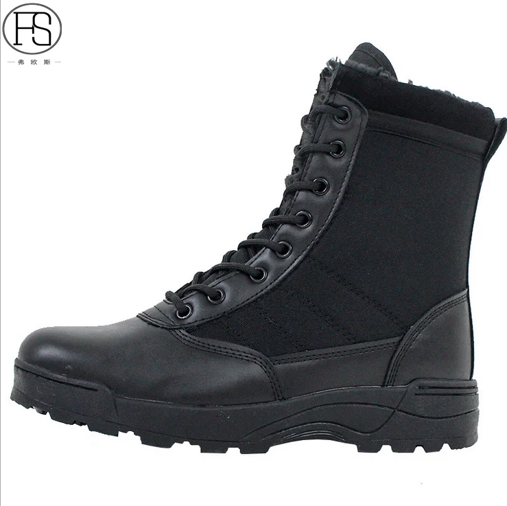 

Tactical Camping Shoes Black Leather Swat Combat Military Boots for men, Black , desert