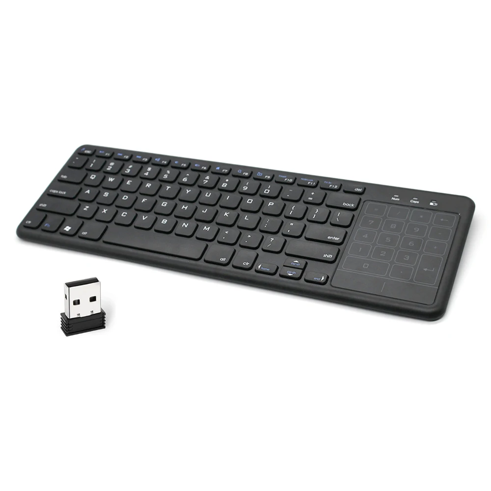 

3-LED Color 2.4GHz Wireless Mini Media Keyboard With build-in Large Size Touchpad Mouse For PC Google Smart TV, Black