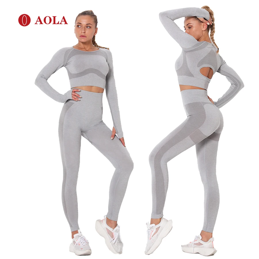 

AOLA Women Sexy Clothes Clothing Sport Compression And Legging Workout Gym Short Top Fitness Custom Yoga Sets, Picture shows
