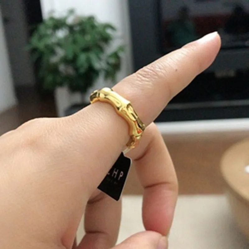 

New Designs Stainless Steel Thick Bamboo Shpaed Ring for Women, 18k gold plated