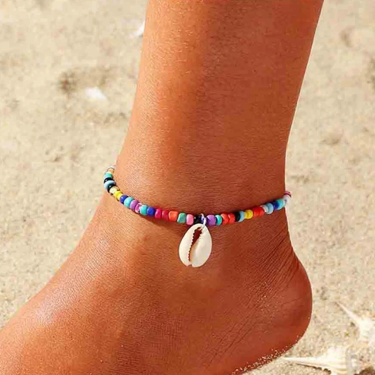

Creative Hot Selling Small Jewelry Color Bead Pendant Shell Anklet Bohemian Foot Jewelry