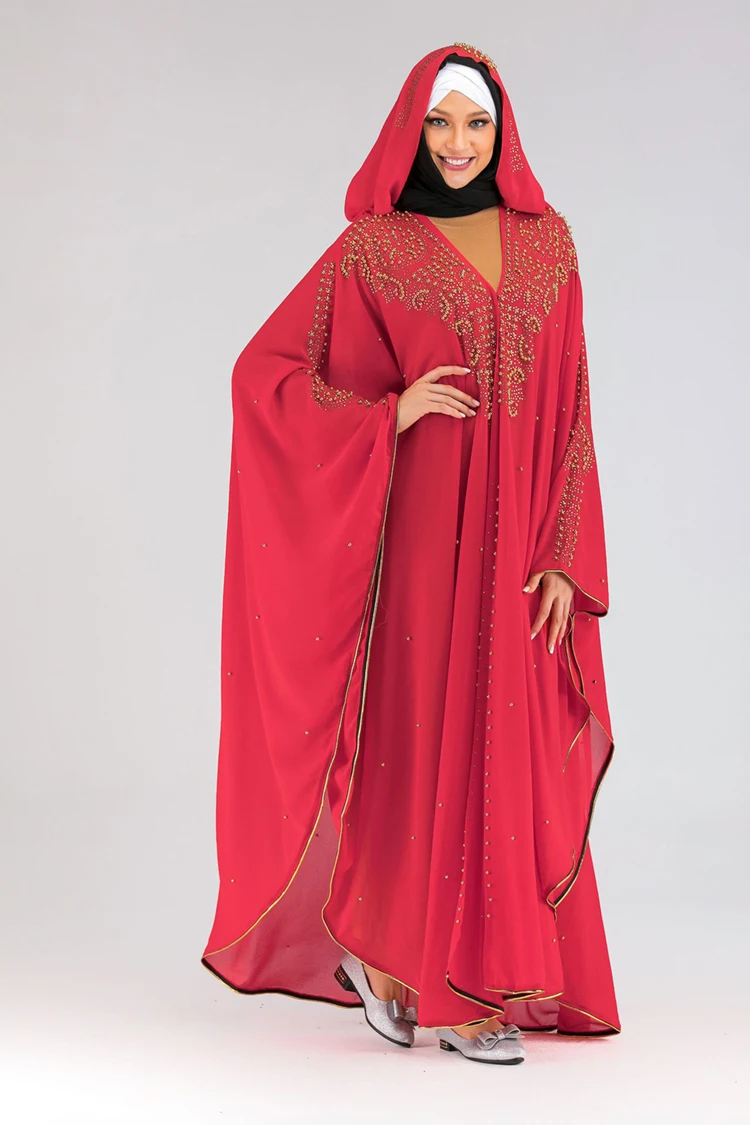 宗教风格服装穆斯林 abaya 水钻优雅时尚宽松女性长袍
