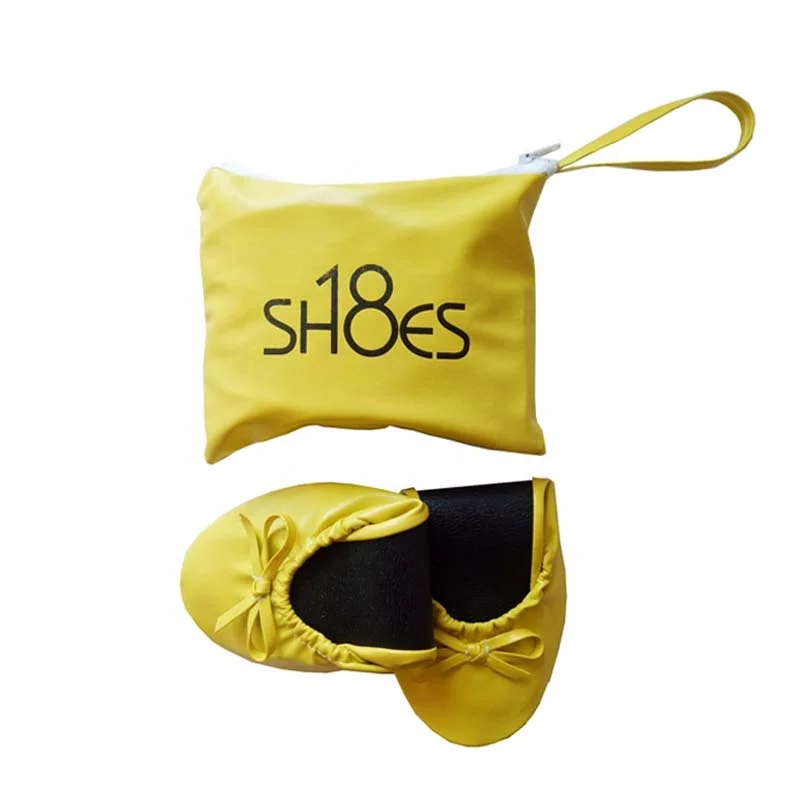 
Top selling girls folding wedding gift ballet flats with private logo printed foldable ballet flat wholesale 