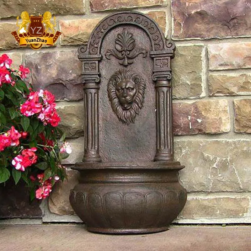 Factory Handmade Resin Fiberglass Wall Water Fountains With Lion Head