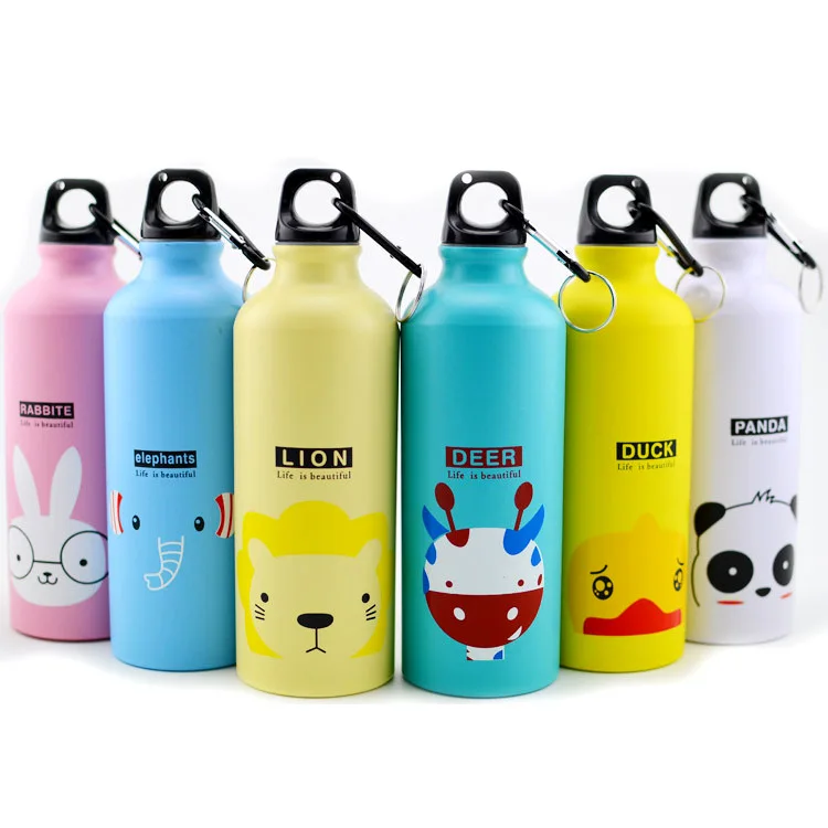 

Seaygift Wholesale 500ml personalised rabbit/lion/duck/deer/elephant/panda animal kids aluminum sports drink wate bottles, Pink/blue/green/purple