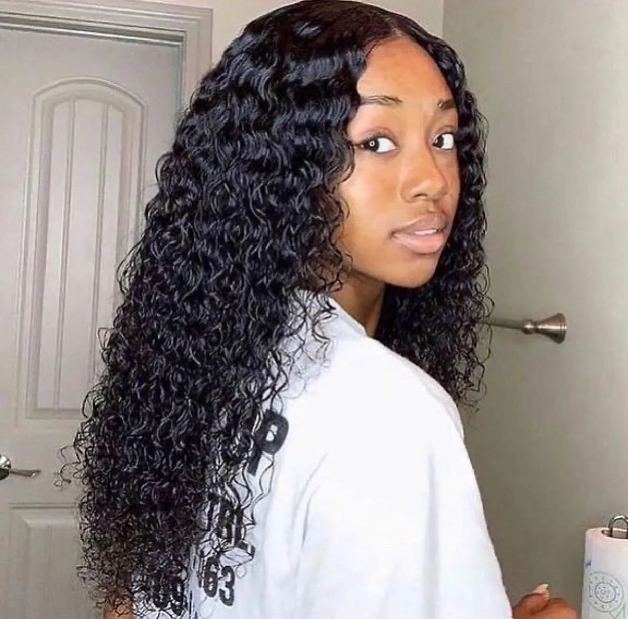 

Cheap 1b 27 frontal 6 6 lace closure water wave human hair lace front wig with baby hair