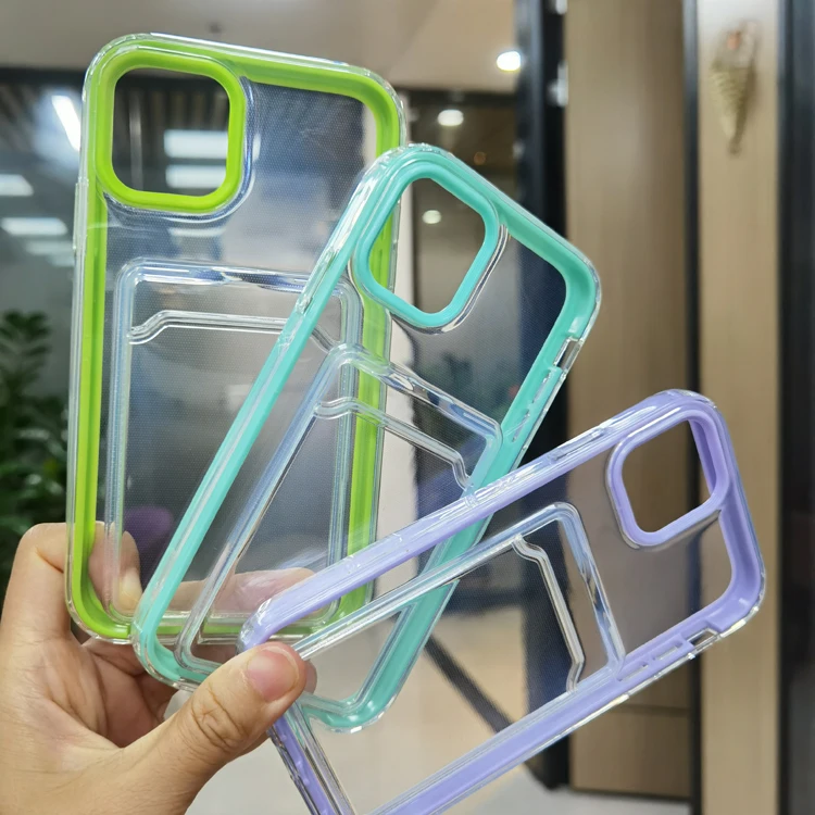 

Hot New Items Full Protector Rubber Crystal Clear 2in1 TPU PC Card Slot Cell Mobile Phone Cover Case For Samsung Galaxy A12, Transparent