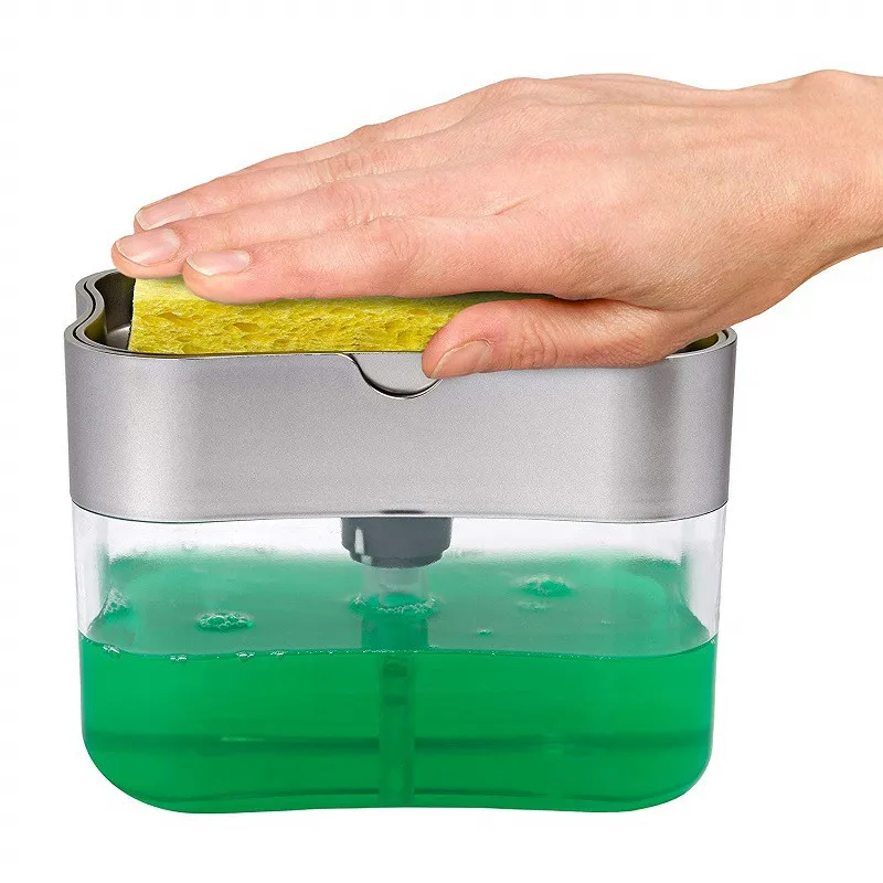 

Creative kitchen cleaning supplies Sponge brush holder Dishwashing liquid box Push type soap dishwashing soap liquid dispenser