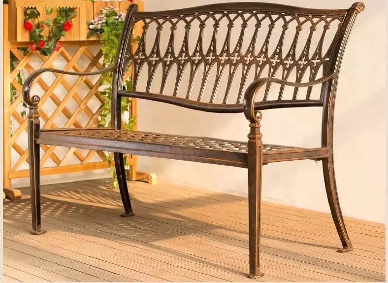 
lounge cast bronze antique slatted designer aluminum park furniture metal work seating aluminium patio outdoor garden bench 