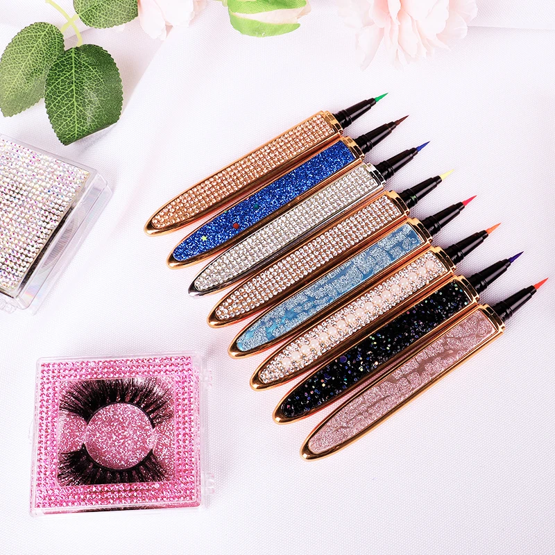 

Waterproof Magic Eyeliner Black Eyeliner Colorful Packaging Lash Glue Pen For 6 Style