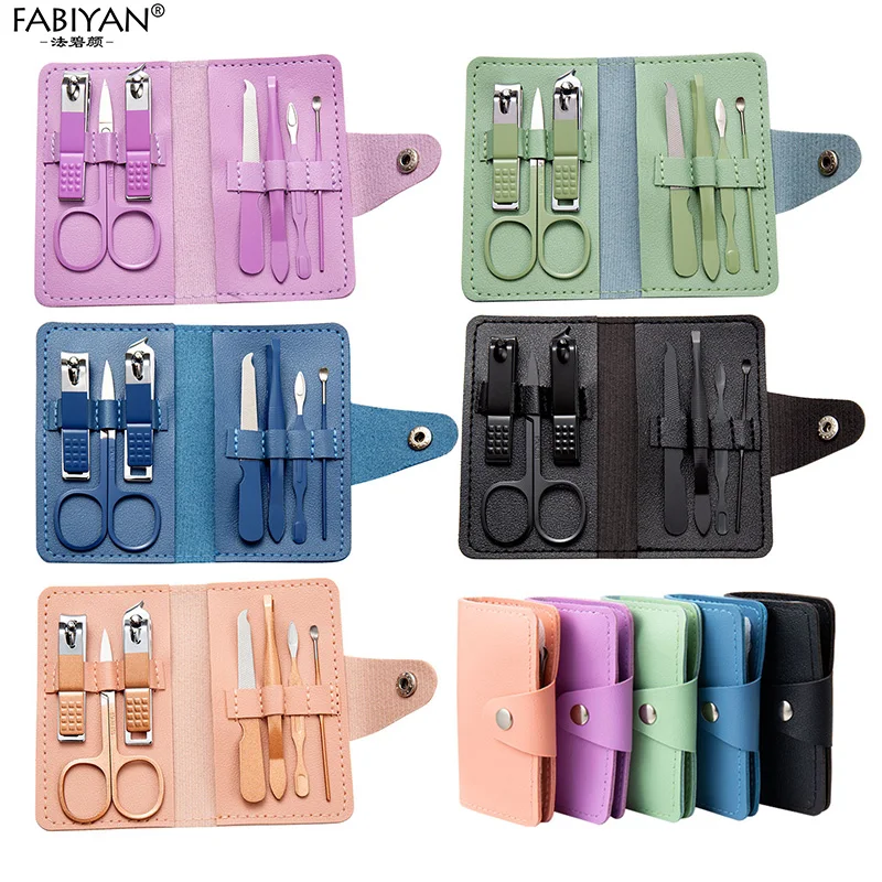 7 in 1 Nail Clipper Kit Nail File Scissors Carbon Steel Manicure Pedicure Care Set With PU Case