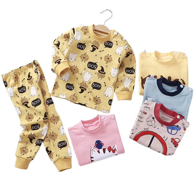 

Best Quality 100% Pure Cotton Cartoon Print Girls Kids Pajamas Set Winter Infant Cotton Sleepwear 2 Piece Pajamas for 1-7 Years