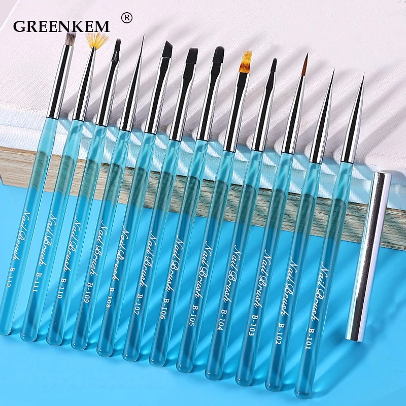 

Jelly Blue Nail Brush For Manicure Acrylic UV Gel Extension Pen Nail Polish Painting Drawing Brush Liner Nail Brush