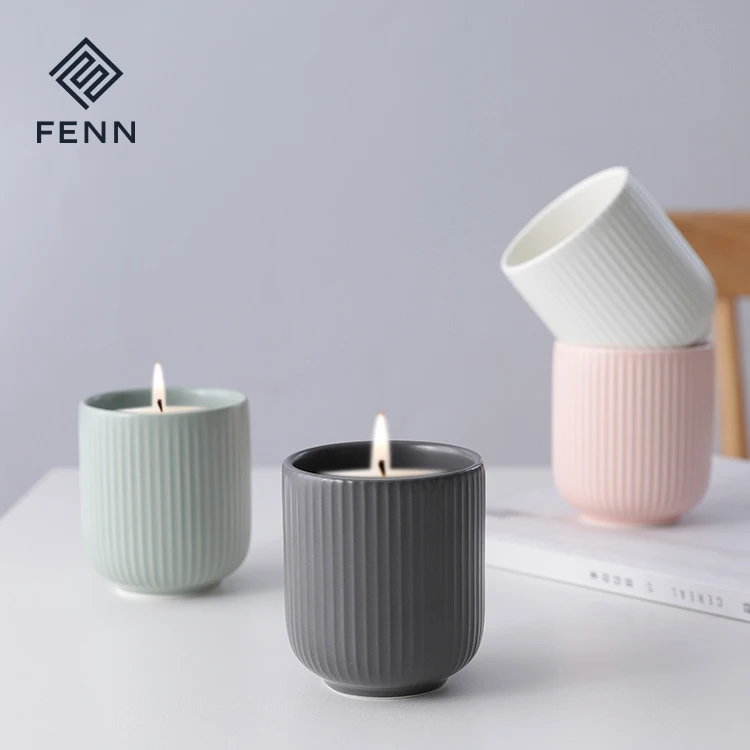 

Nordic Small Custom Wholesale Multi-Color Empty Ceramic Candle Container Luxury Candle Jar Holder Vessels.