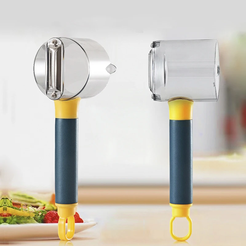 

New Design Stainless Steel Plastic Potato Orange Peeler Vegetable With Fruit Leather Storage Box Orange Peeler Storage, Blue
