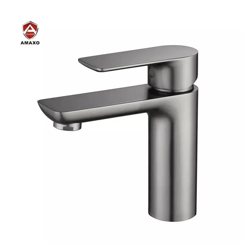 

Modern Designing Brushed Simple Style Basin Faucet Deck Mounted Tap Brass Basin Tap