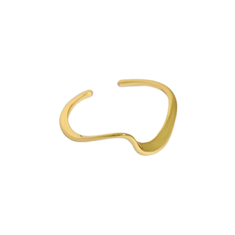 

Hawaiian jewelry silver 925 sterling 14K gold plated water wave funky adjustable finger rings for women, Customized color acceptable