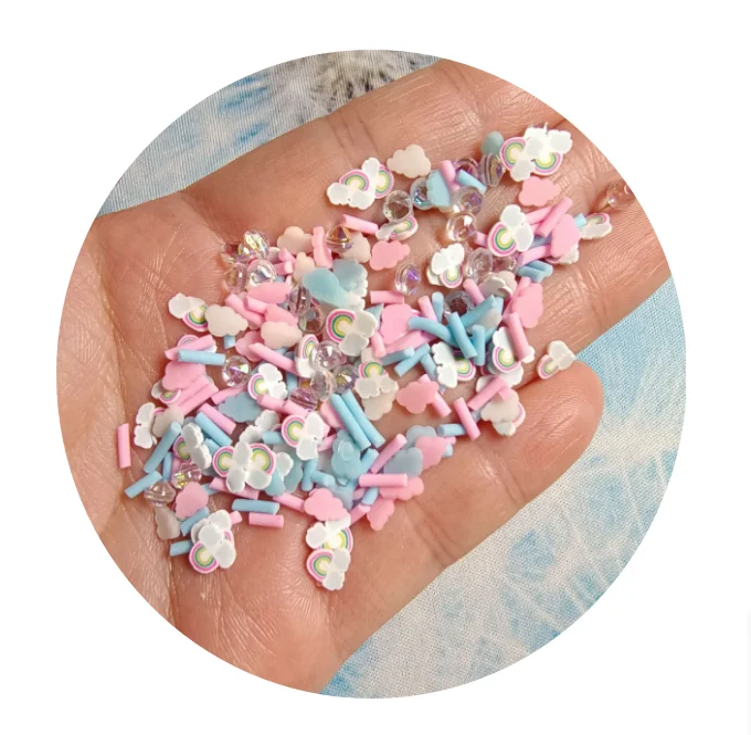 500g Sprinkle Slime Mixed Crystal Diamonds Rainbow Heart Polymer Slices Clay Sprinkles for Crafts Making DIY Slime Filling