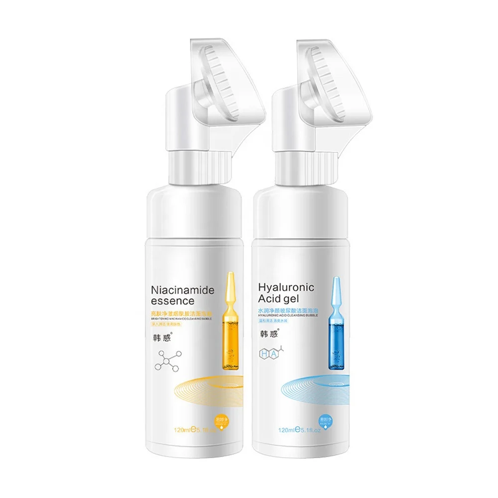 

Wholesale Natural Hyaluronic Acid Moisturizing Soothing Repair Deep Cleansing Bubble Brush Facial Cleansing Foam Face Cleanser