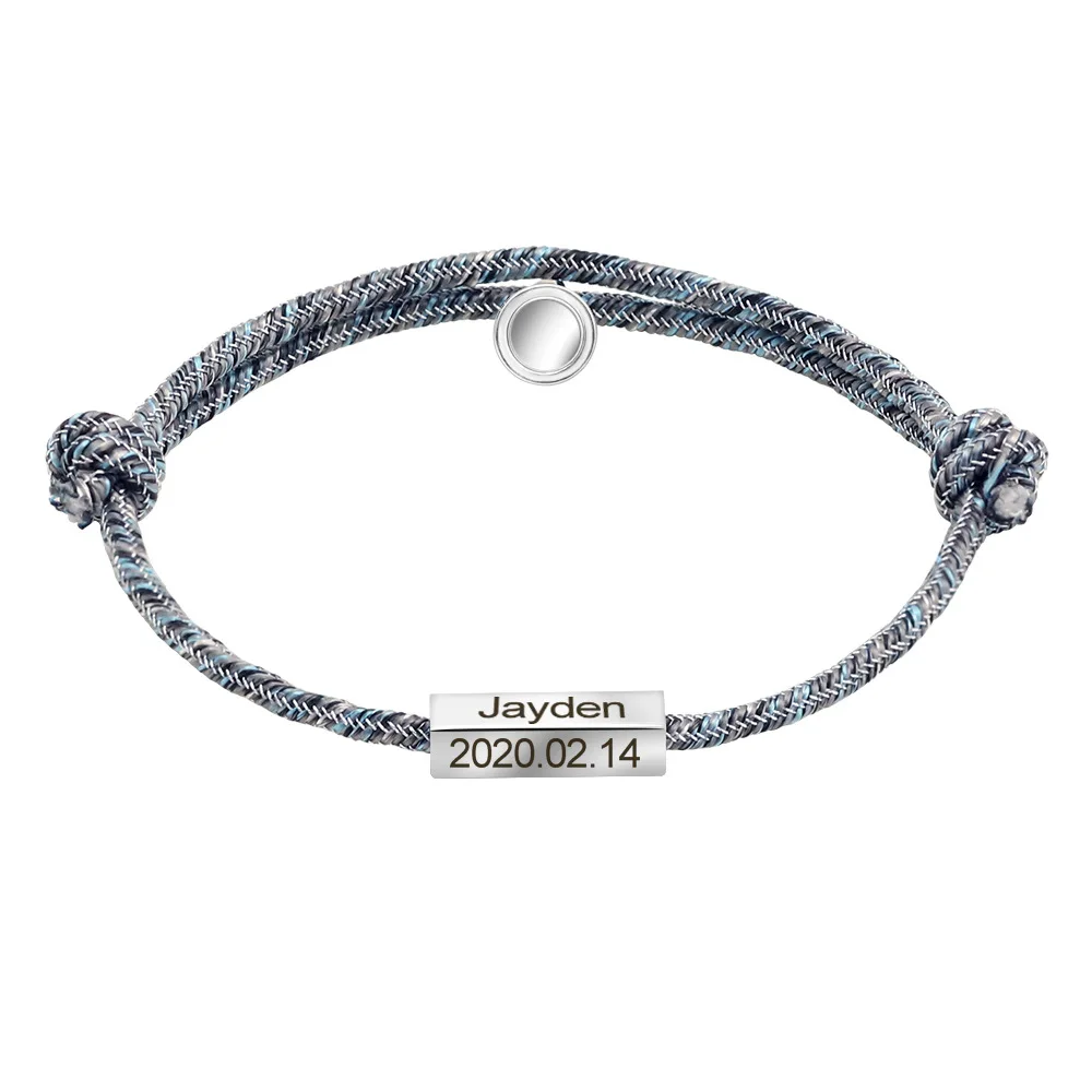 

2020 DIY Handmade Bracelet Set Leather Charm Bracelets 304 Stainless Steel Magnet Woven Bracelet Custom Name