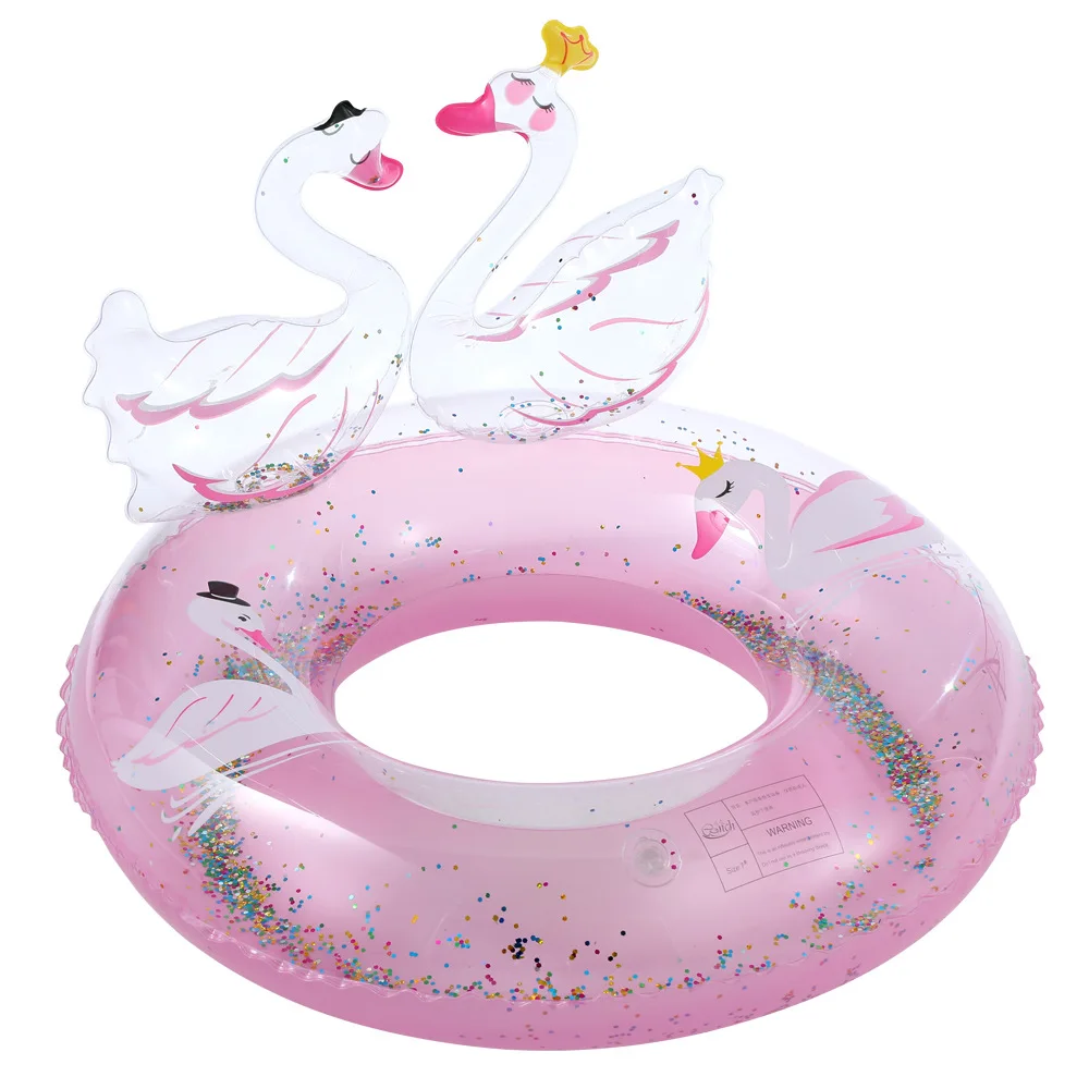 

New Desgin 3D Swan Swim Ring Summer Water Fun Float Durable Swimming Ring Kids, Blue + white