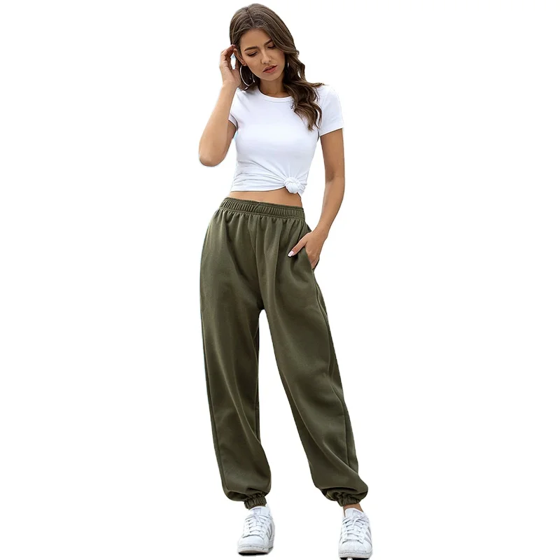 

Custom Women's High Waisted Sweatpants Workout Active Cargo Joggers Baggy Pants