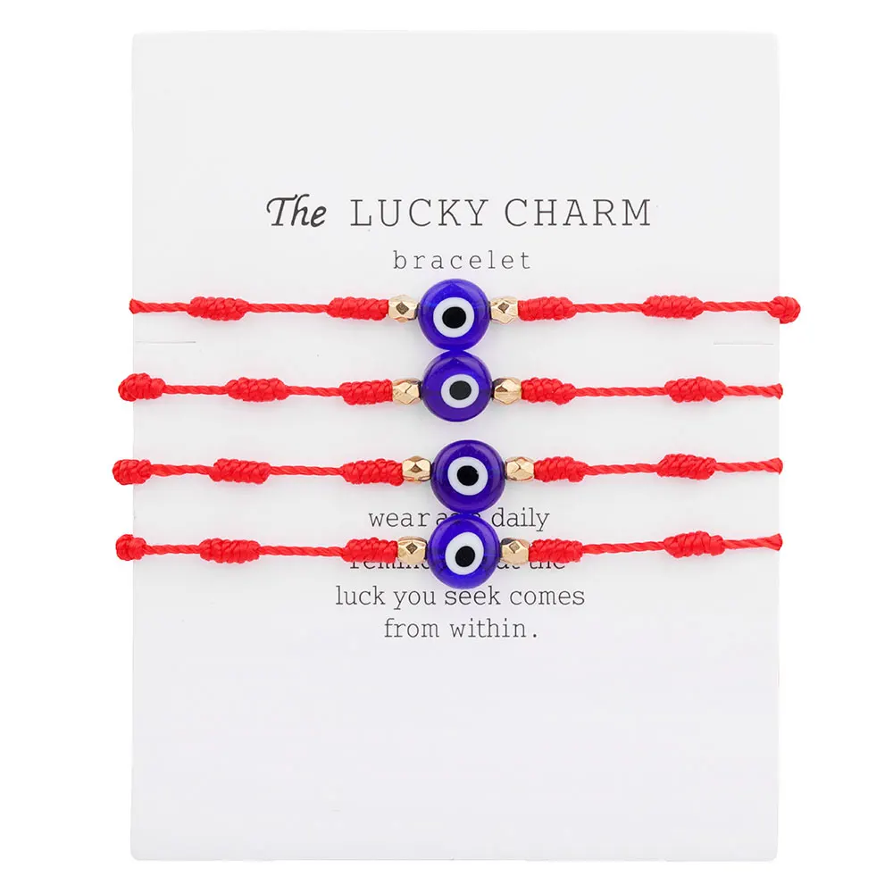 

Handmade Woven Red Rope Chain Crystal Beads Bracelets Girl Birthday Party Jewelry Gift Women Turkey Evil Blue Eye Bracelet, As picture