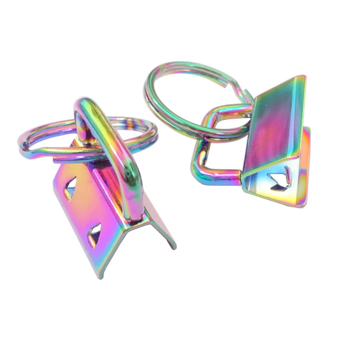 

Rainbow Color Metal Tail Clip Key Fob Hardware With Split Ring, Rainbow color, rose gold;gold;bronze;anti-brass;black etc