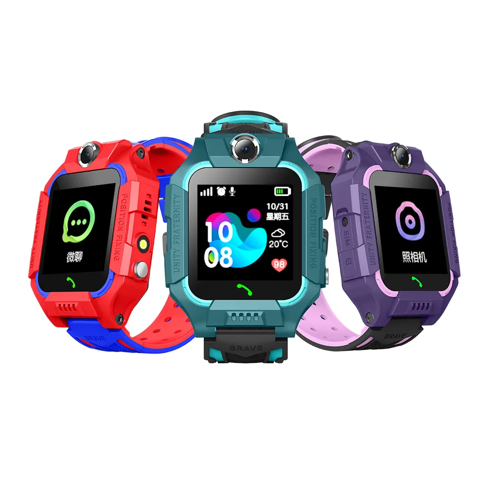 

Amazon hot sale sixth generation Q19 Z6 Kids Smart Watch SOS emergency 2G GSM call Child waterproof Smart Watch q19, Red,purple, green