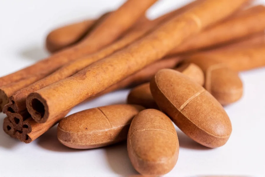 Different types of cinnamon supplements showing Ceylon versus Cassia varieties