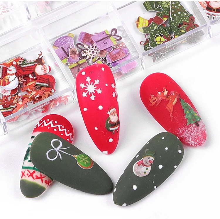 

Nail Art Wood Pulp Butterfly Color Small Flowers Christmas Halloween Nail Art Ornament Set snowflake nail stickers