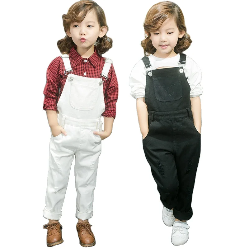 

spring and autumn new girl boy suspenders children's joker suspenders pants solid color wear jumpsuit