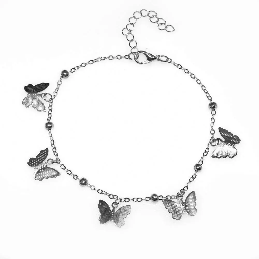 

Wholesale Gold Foot Jewelry Stainless Steel Chain Foot Ladies Butterfly Anklets For Women Girls, Silver,gold