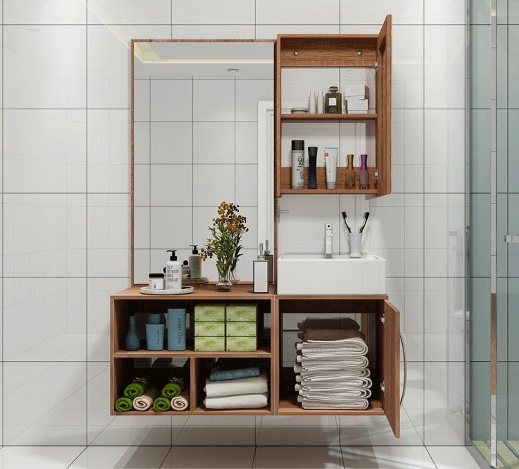 mdf solid wood bathroom cabinet combination toilet basin modern