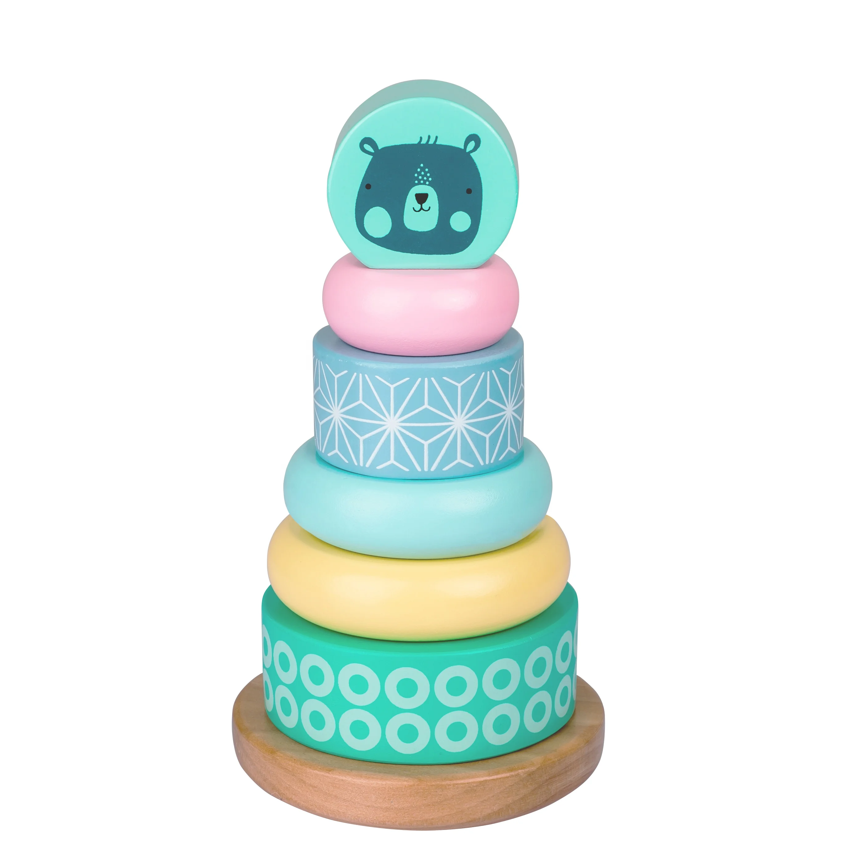 

Montessori Kids Toys Educational Toys Wooden Stacking Rings with Flexible Stick for Toddler