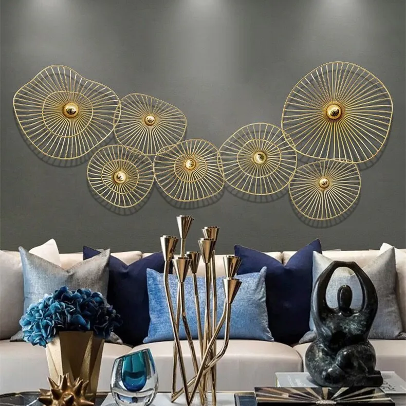 

Showroom Lotus Leaf Shape Background Wall Arts Metal Decoration