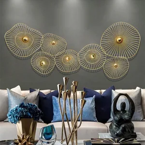 Image of Model Room Lotus Leaf Shape Background Wall Arts Metal Decoration
