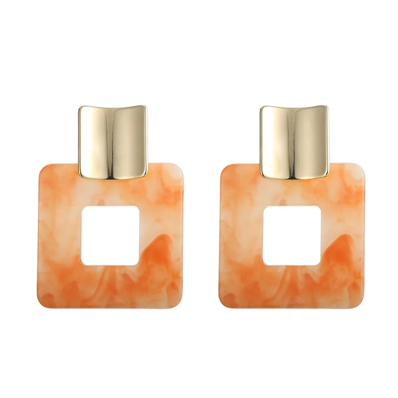 

ONYSS Acrylic Light Weight Gold Earrings Orange Color Drop Earrings Women Jewelry 2021