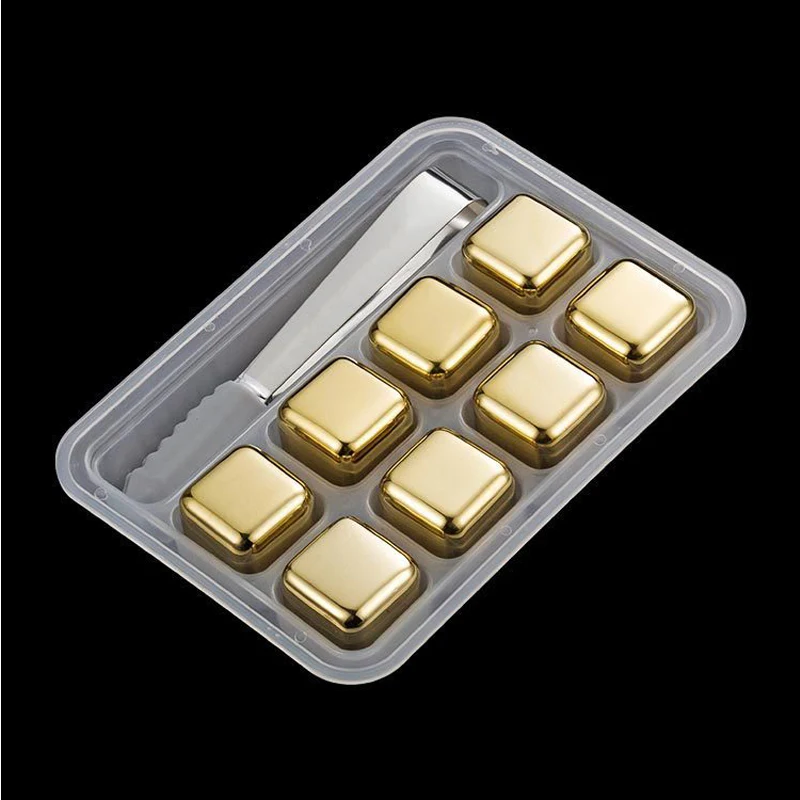

Superior 304 Stainless Steel Gold Ice Cube Stone For Barware