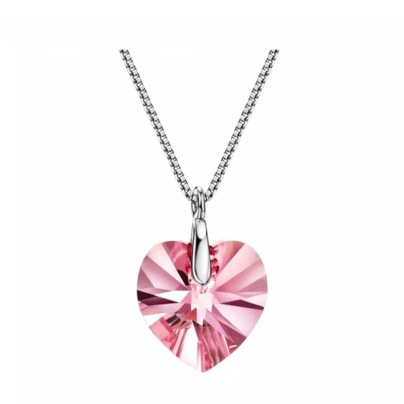 

Neoglory hot sales Heart Shaped Pendant Pure Silver Chain Necklace
