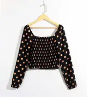 

R30583S Spring new european sexy women's fashion polka dot print V-neck loose blouses