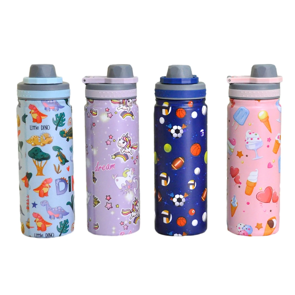 

550ml Cute Cartoon Kids Children Drink Water Bottles Stainless Steel Double Wall Vacuum Insulated Bottle For School