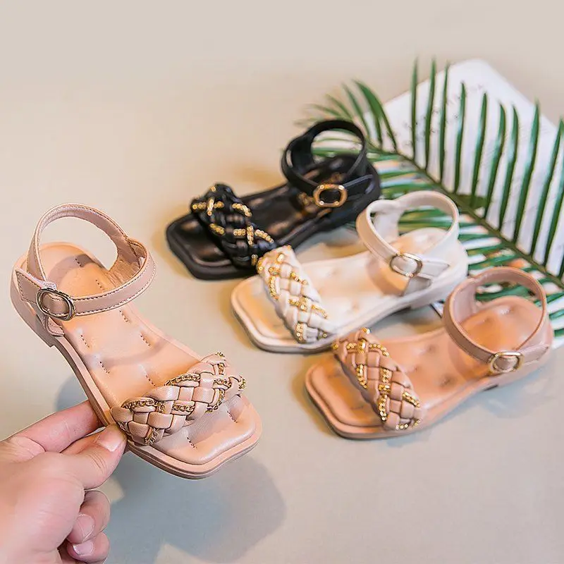 

2021 wholesale new summer kids sandals soft bottom breathable toddler girls princess shoes