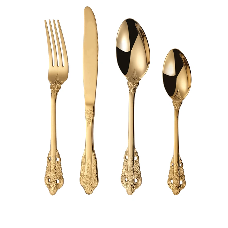 

Royal Palace 5 star hotel Stainless Steel Gold Fork Spoon and Knife Flatware Cutlery Set, Gold, sliver