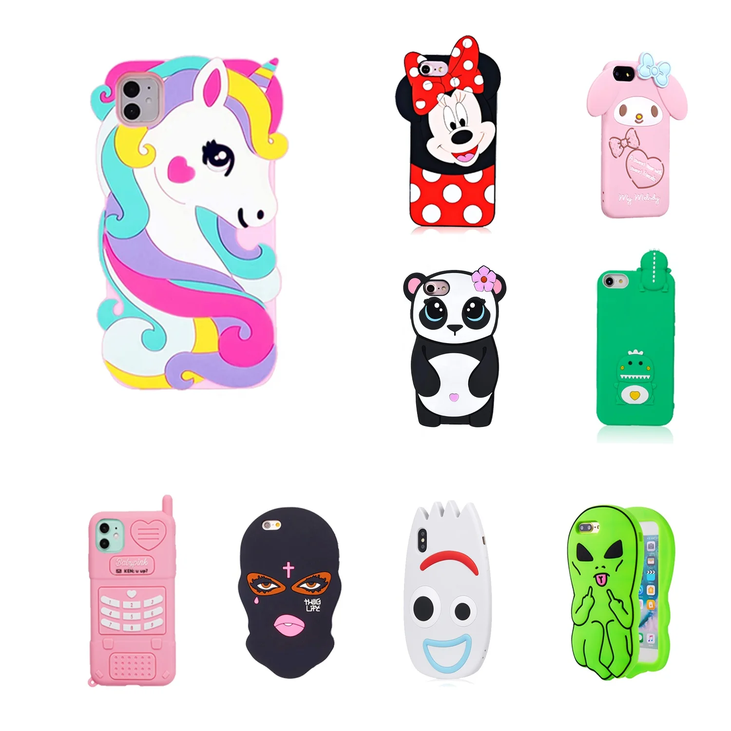 

Silicone Case For iPhone 11 Fashion Girls Women Cute Animal Design Soft Protective Phone Case Cover For iPhone 12 Pro Max, Multiple colors
