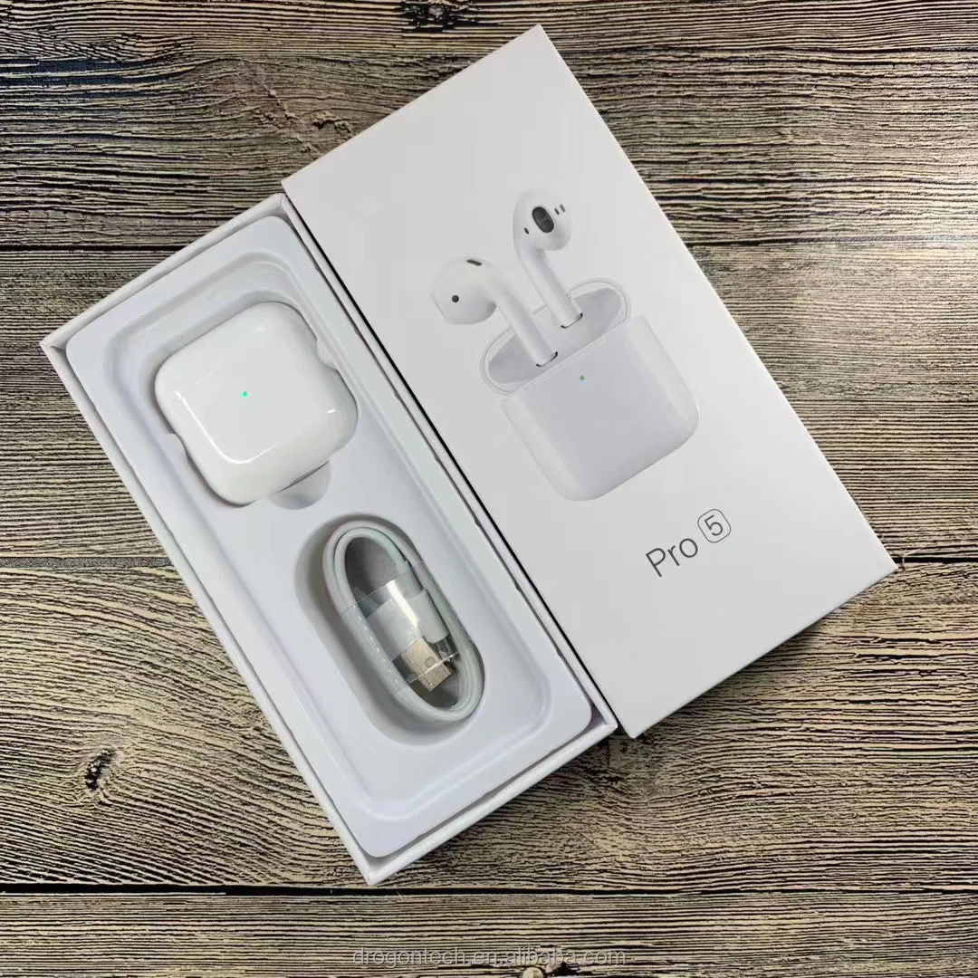 

2022 hot selling tws mini wireless In-Ear headphones strong bass BT5.0 Air Pro 5 Pro5 earphone earbuds, White