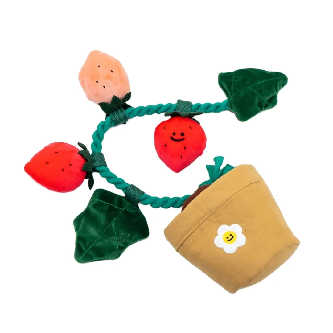 

Wholesale Spot Ins Wind Strawberry Potted Plant Set Tibetan Food BB Calling Pulling Sounding Dog Pet Toys