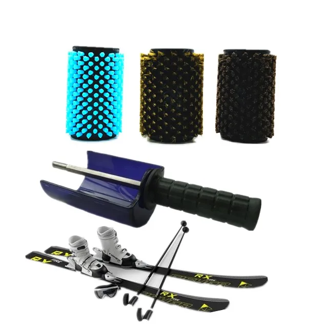Nylon,Horsehair,Brass Bristle Ski Wax Snowboard Roto Brush Kit With
