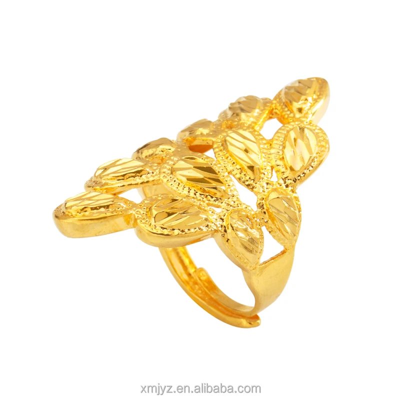 

Sand Gold Peacock Feather Open Ring Cross-Border Accessories Brass Gold-Plated Ring Female Simple Personality Ins