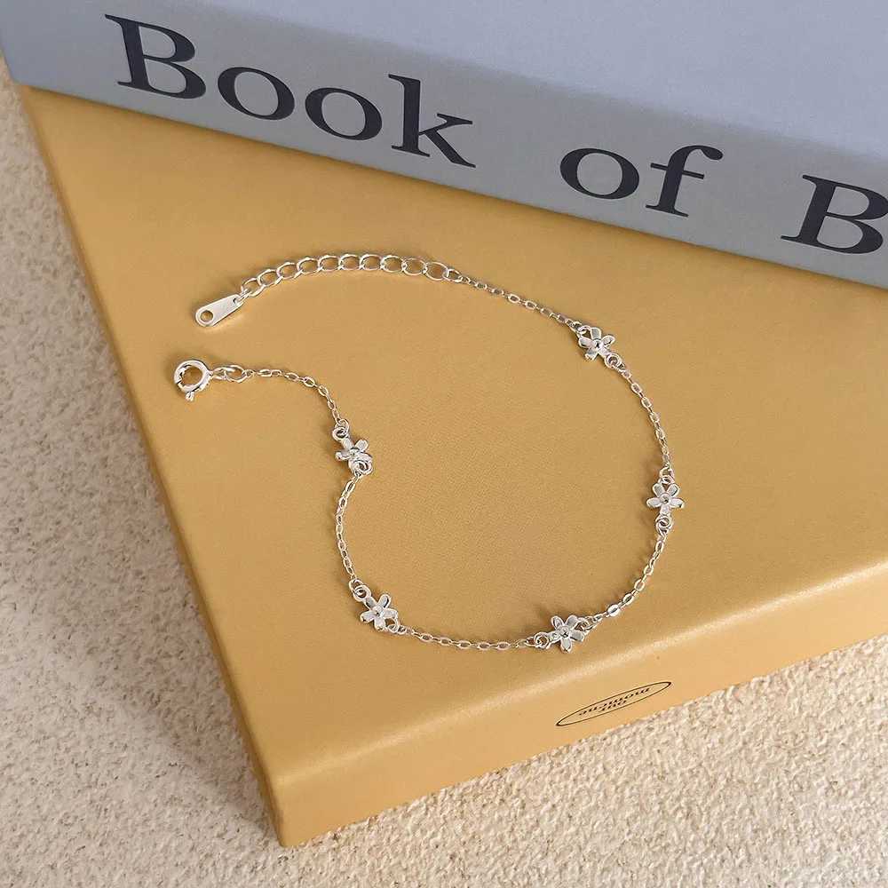 2024 New Style S925 Sterling Silver Flower Charm Bracelets Jewelry for Women Girls Gift Accessories YB-XY-324